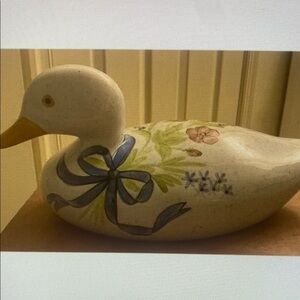 N.S. GUSTIN POTTERY‎ DUCK FIGURINE-MADE IN USA-HAND PAINTED-PADDED BASE-2.7 LBS.